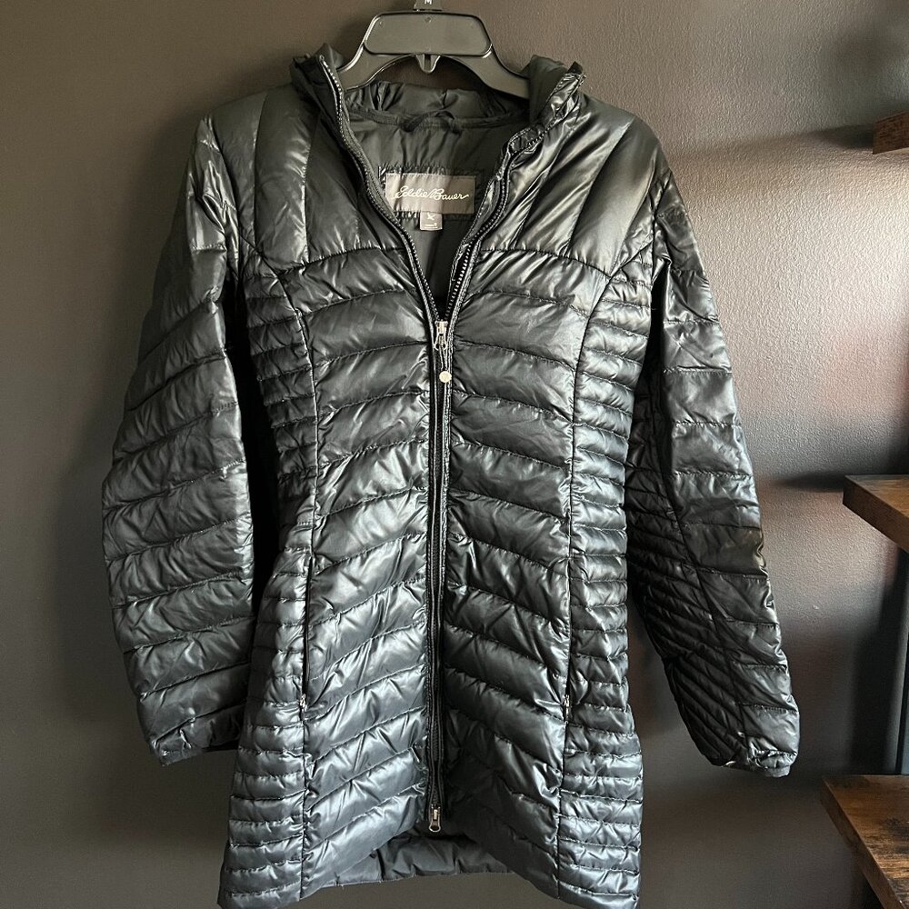 Eddie Bauer Black Quilted Ski Puffer Jacket